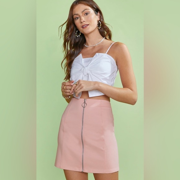 NEW Blue Rain Zip Front Light Yellow Mini Skirt - Picture 5 of 9